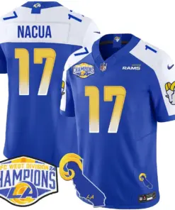 Puka Nacua Los Angeles Rams Nike 2024 NFC West Division Champions Stitched Jersey - White - Image 41