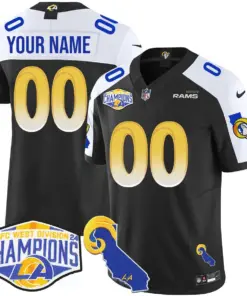 Los Angeles Rams Nike 2024 NFC West Division Champions Custom Stitched Jersey N1 - Black