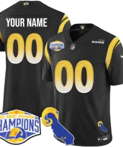 Los Angeles Rams Nike 2024 NFC West Division Champions Custom Stitched Jersey N1 - Black - Image 4