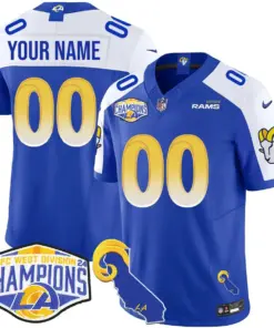 Los Angeles Rams Nike 2024 NFC West Division Champions Custom Stitched Jersey N1 - Black - Image 3