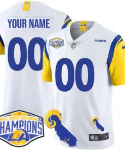 Los Angeles Rams Nike 2024 NFC West Division Champions Custom Stitched Jersey N1 - Black - Image 6