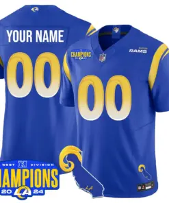 Alternative view of Los Angeles Rams Nike 2024 NFC West Division Champions Custom Stitched Jersey - Black