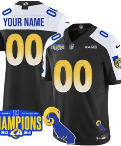Los Angeles Rams Nike 2024 NFC West Division Champions Custom Stitched Jersey - Black - Image 4