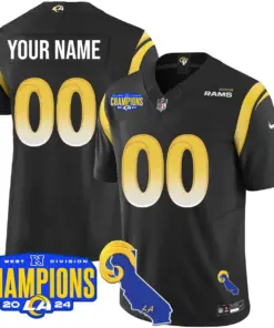 Los Angeles Rams Nike 2024 NFC West Division Champions Custom Stitched Jersey - Black