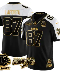 Jared Goff Detroit Lions Nike 2024 NFC North Champions Stitched Jersey - Anthracite - Image 5