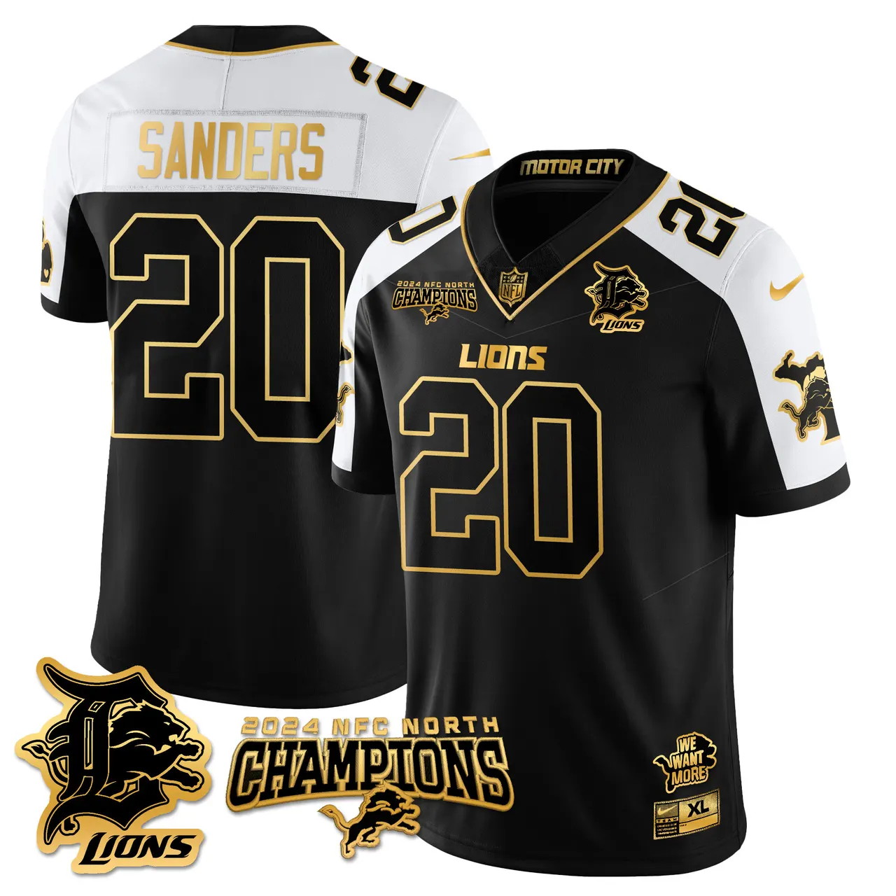 Jared Goff Detroit Lions Nike 2024 NFC North Champions Stitched Jersey - Anthracite - Image 7