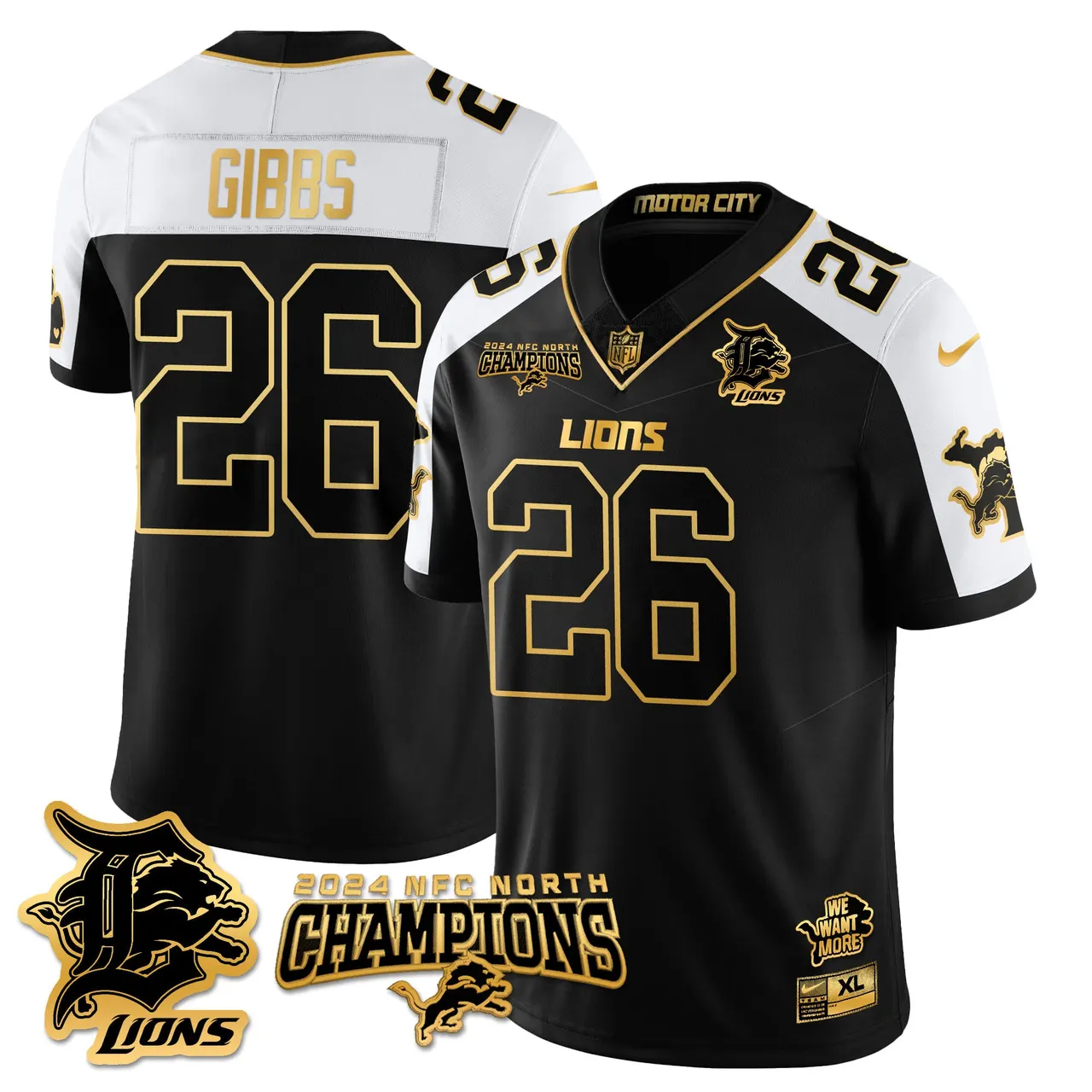 Jared Goff Detroit Lions Nike 2024 NFC North Champions Stitched Jersey - Anthracite - Image 4