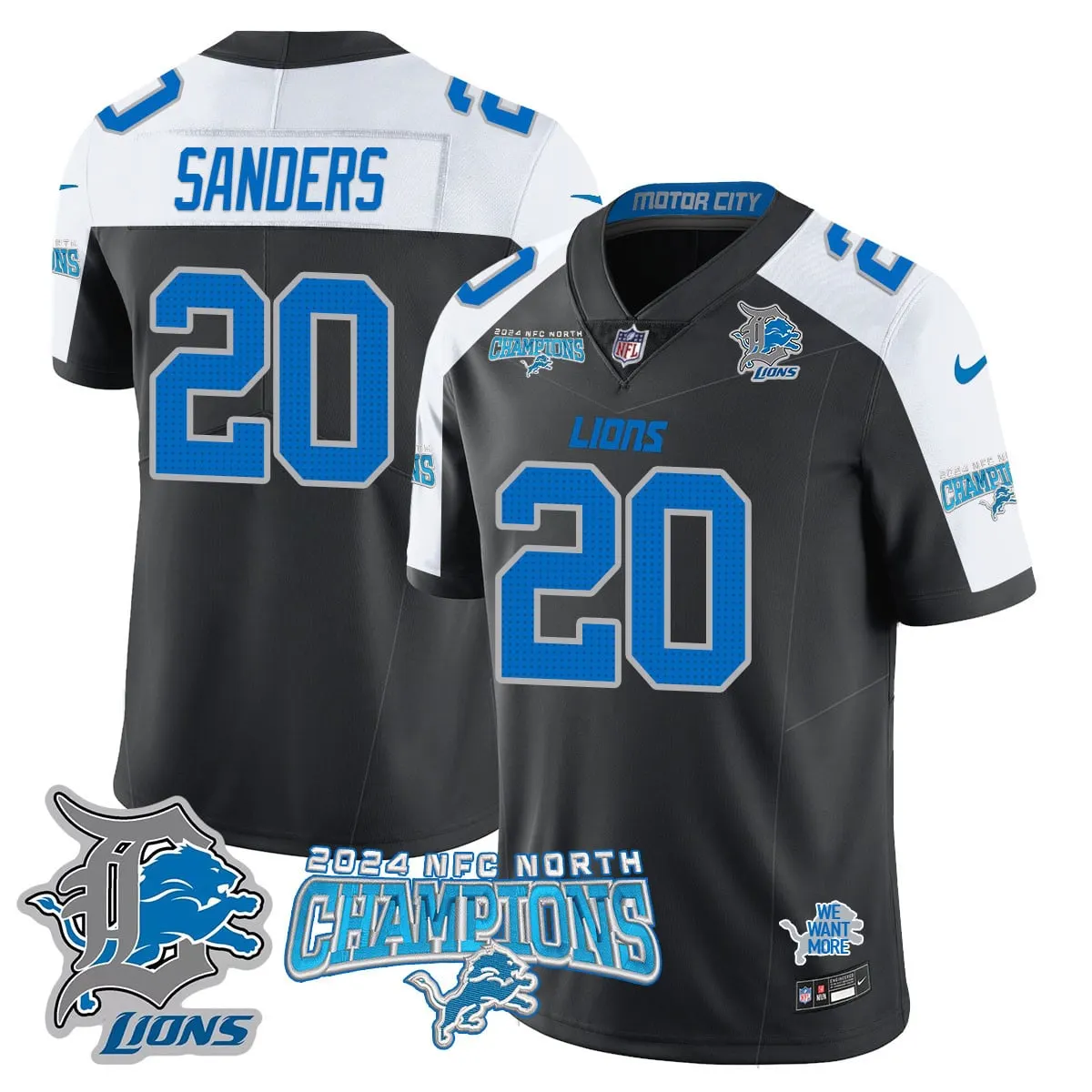 Jared Goff Detroit Lions Nike 2024 NFC North Champions Stitched Jersey - Anthracite - Image 11