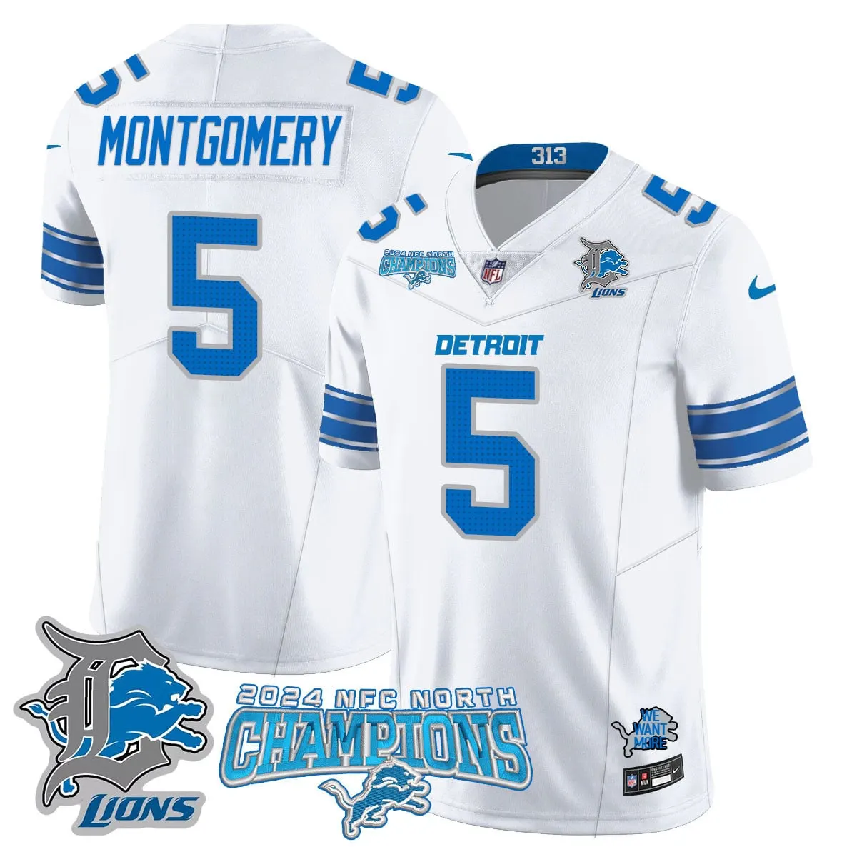 Jared Goff Detroit Lions Nike 2024 NFC North Champions Stitched Jersey - Anthracite - Image 19