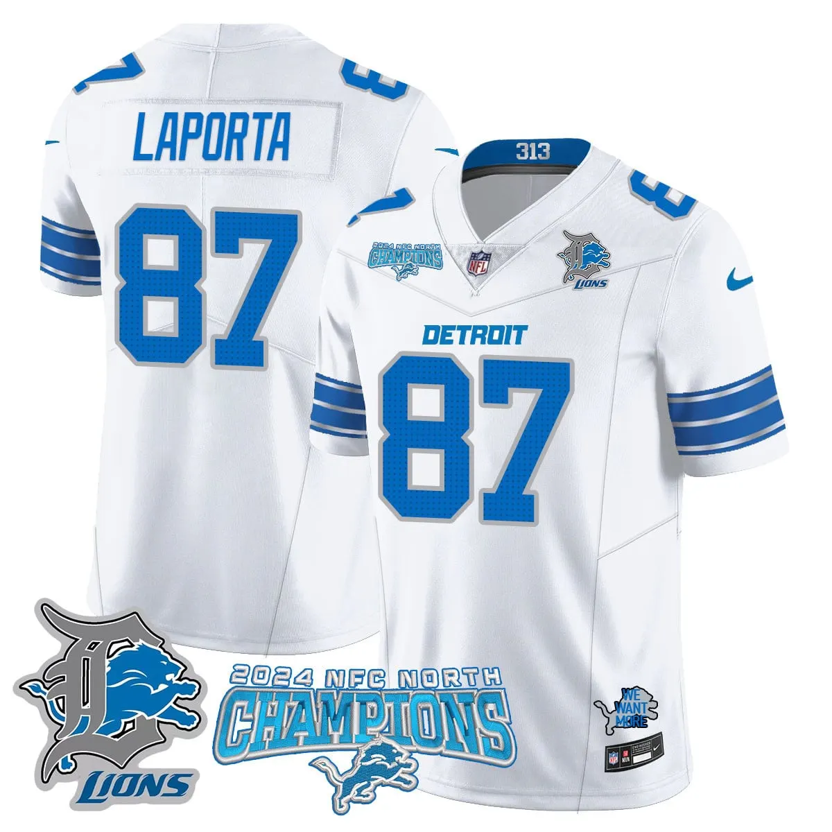 Jared Goff Detroit Lions Nike 2024 NFC North Champions Stitched Jersey - Anthracite - Image 18