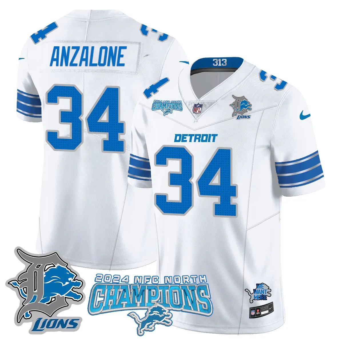 Jared Goff Detroit Lions Nike 2024 NFC North Champions Stitched Jersey - Anthracite - Image 17