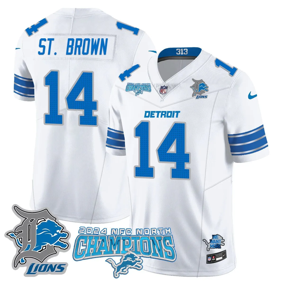 Jared Goff Detroit Lions Nike 2024 NFC North Champions Stitched Jersey - Anthracite - Image 20