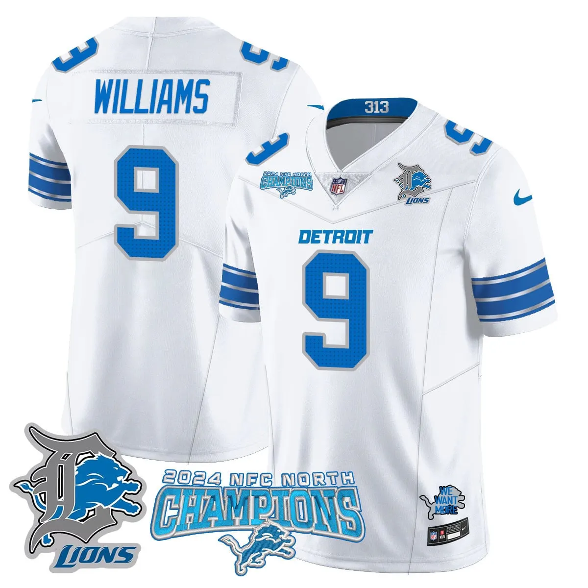 Jared Goff Detroit Lions Nike 2024 NFC North Champions Stitched Jersey - Anthracite - Image 24