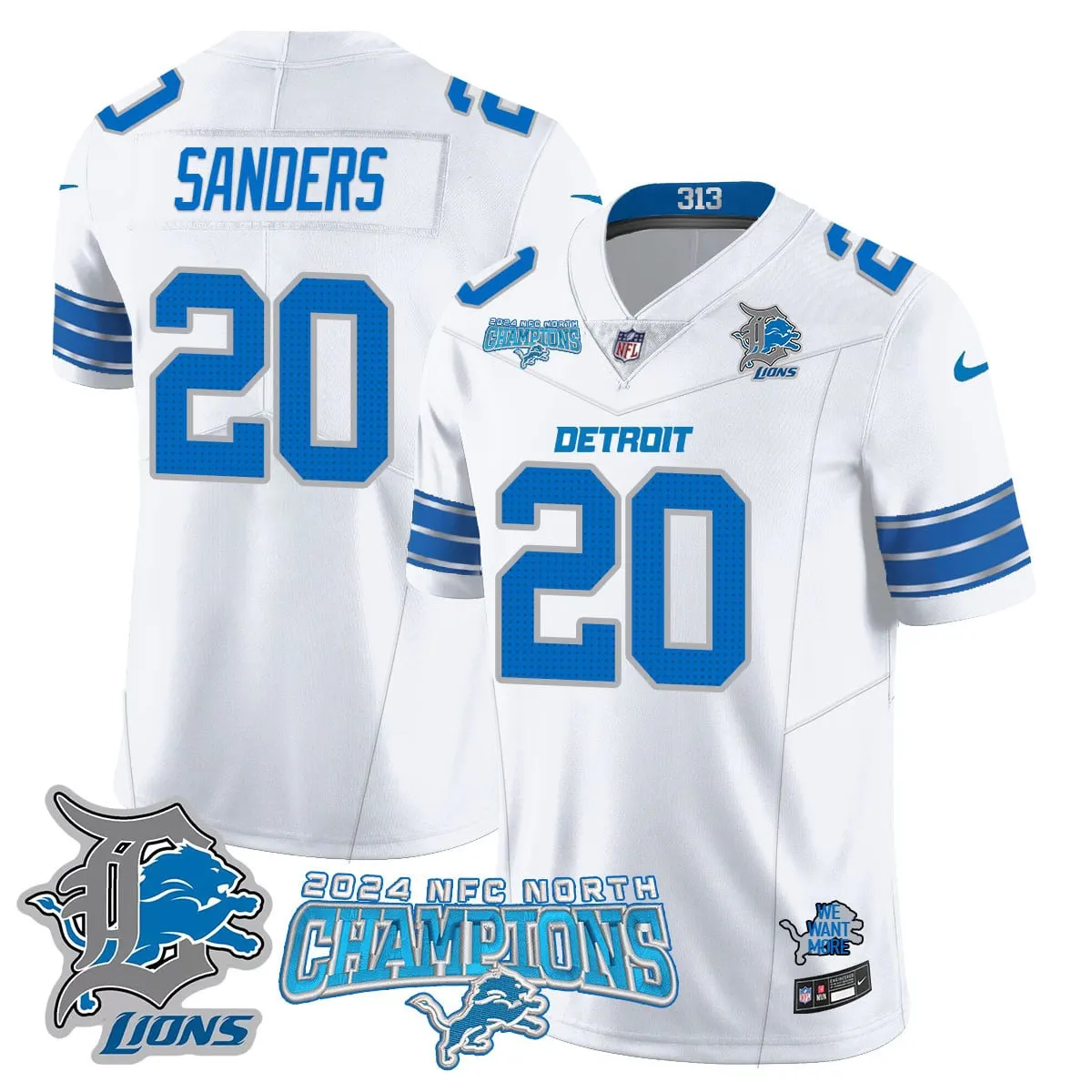 Jared Goff Detroit Lions Nike 2024 NFC North Champions Stitched Jersey - Anthracite - Image 23