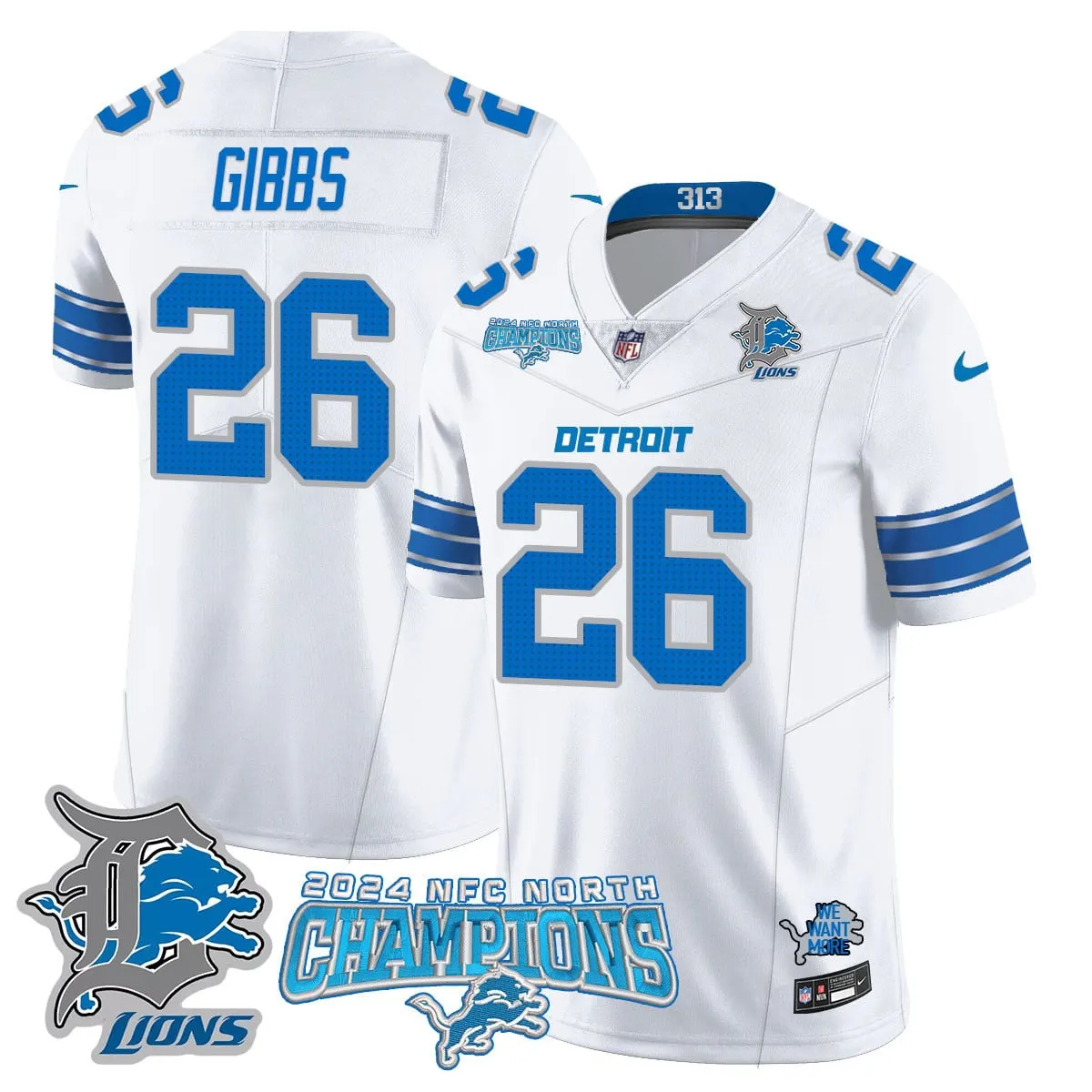 Jared Goff Detroit Lions Nike 2024 NFC North Champions Stitched Jersey - Anthracite - Image 22