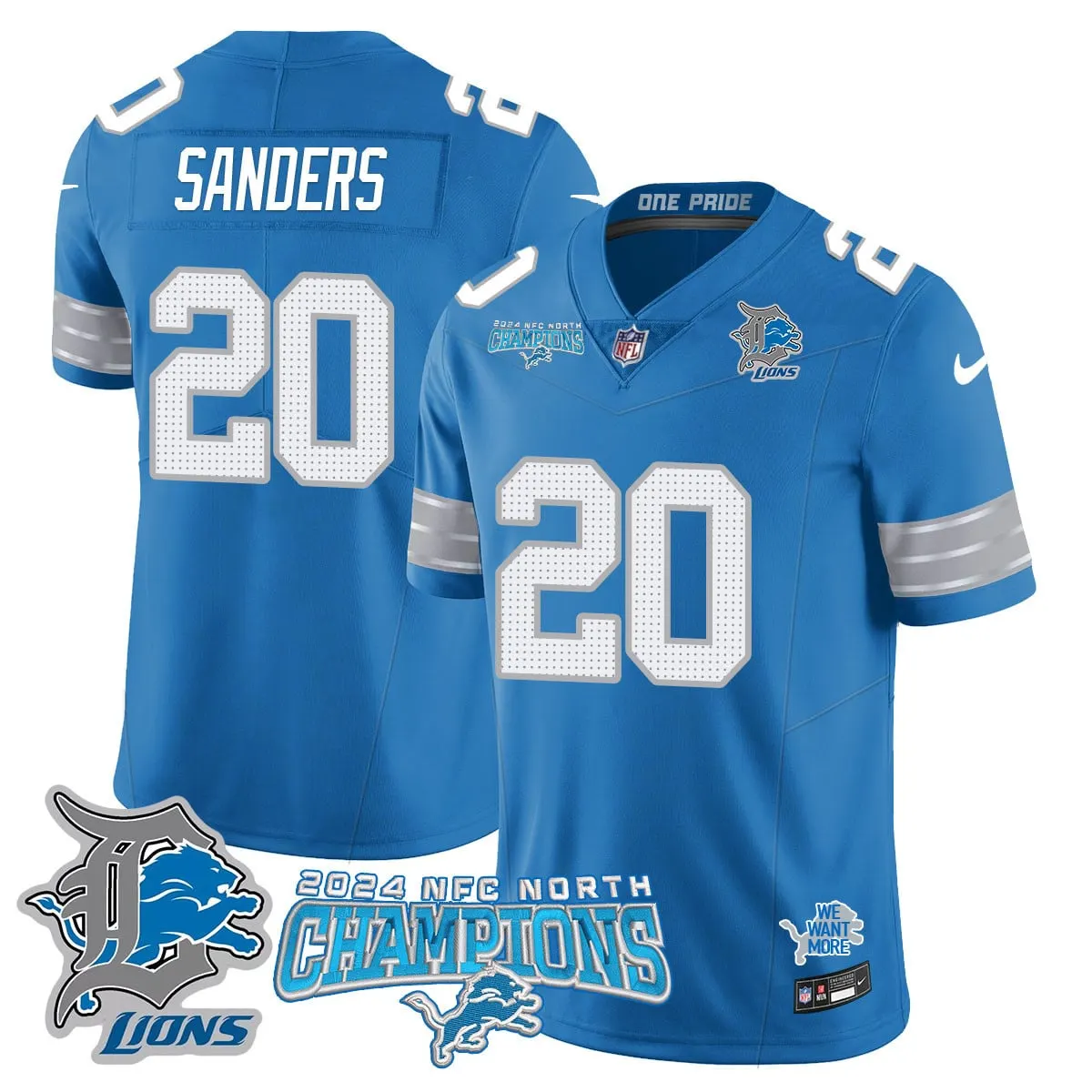 Jared Goff Detroit Lions Nike 2024 NFC North Champions Stitched Jersey - Anthracite - Image 31
