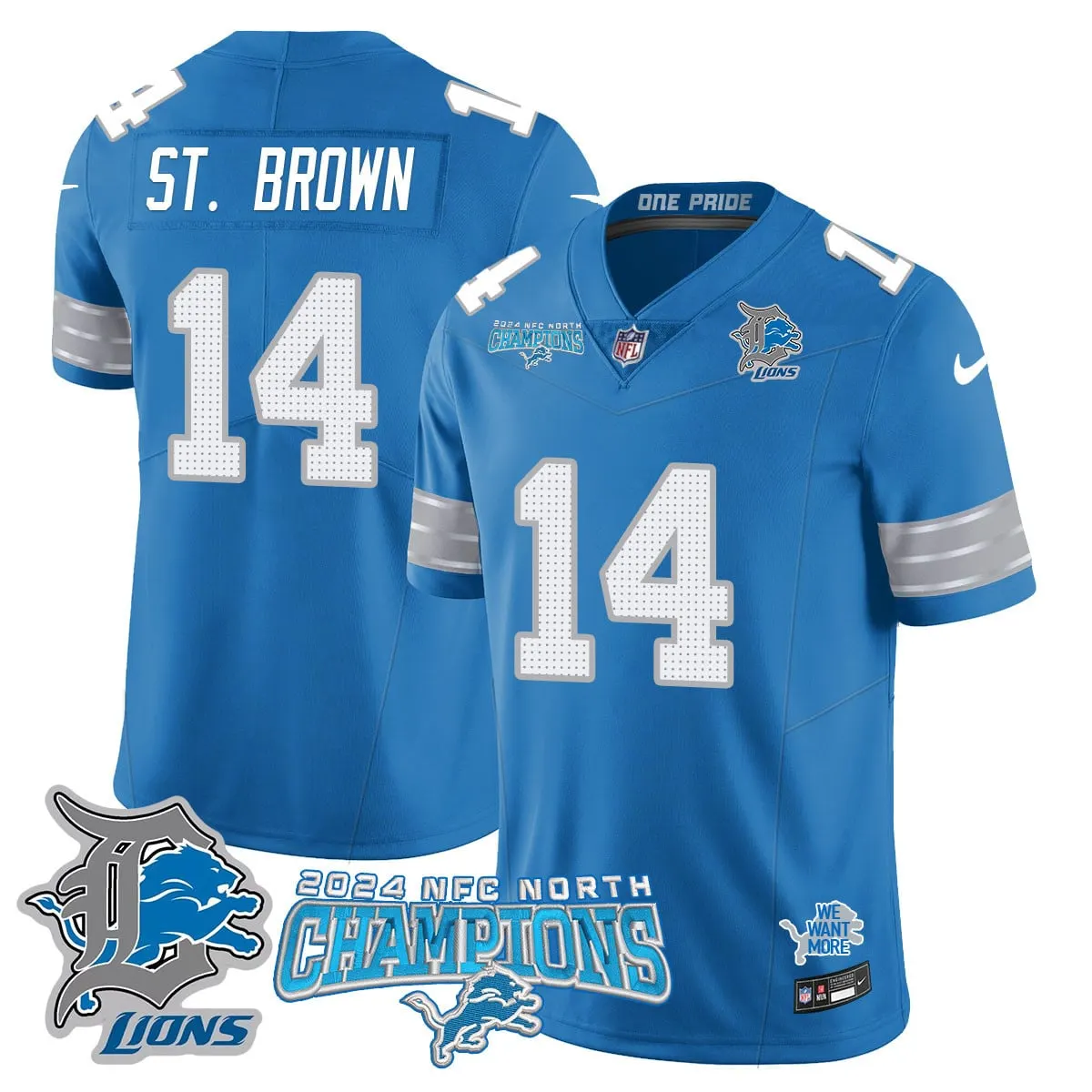 Jared Goff Detroit Lions Nike 2024 NFC North Champions Stitched Jersey - Anthracite - Image 32