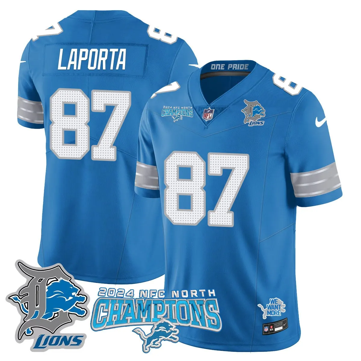 Jared Goff Detroit Lions Nike 2024 NFC North Champions Stitched Jersey - Anthracite - Image 28