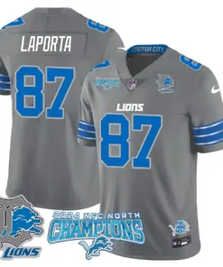 Jared Goff Detroit Lions Nike 2024 NFC North Champions Stitched Jersey - Anthracite - Image 38