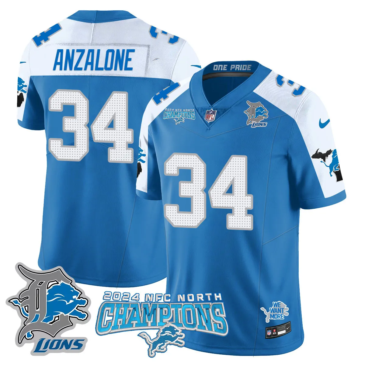 Jared Goff Detroit Lions Nike 2024 NFC North Champions Stitched Jersey - Anthracite - Image 41