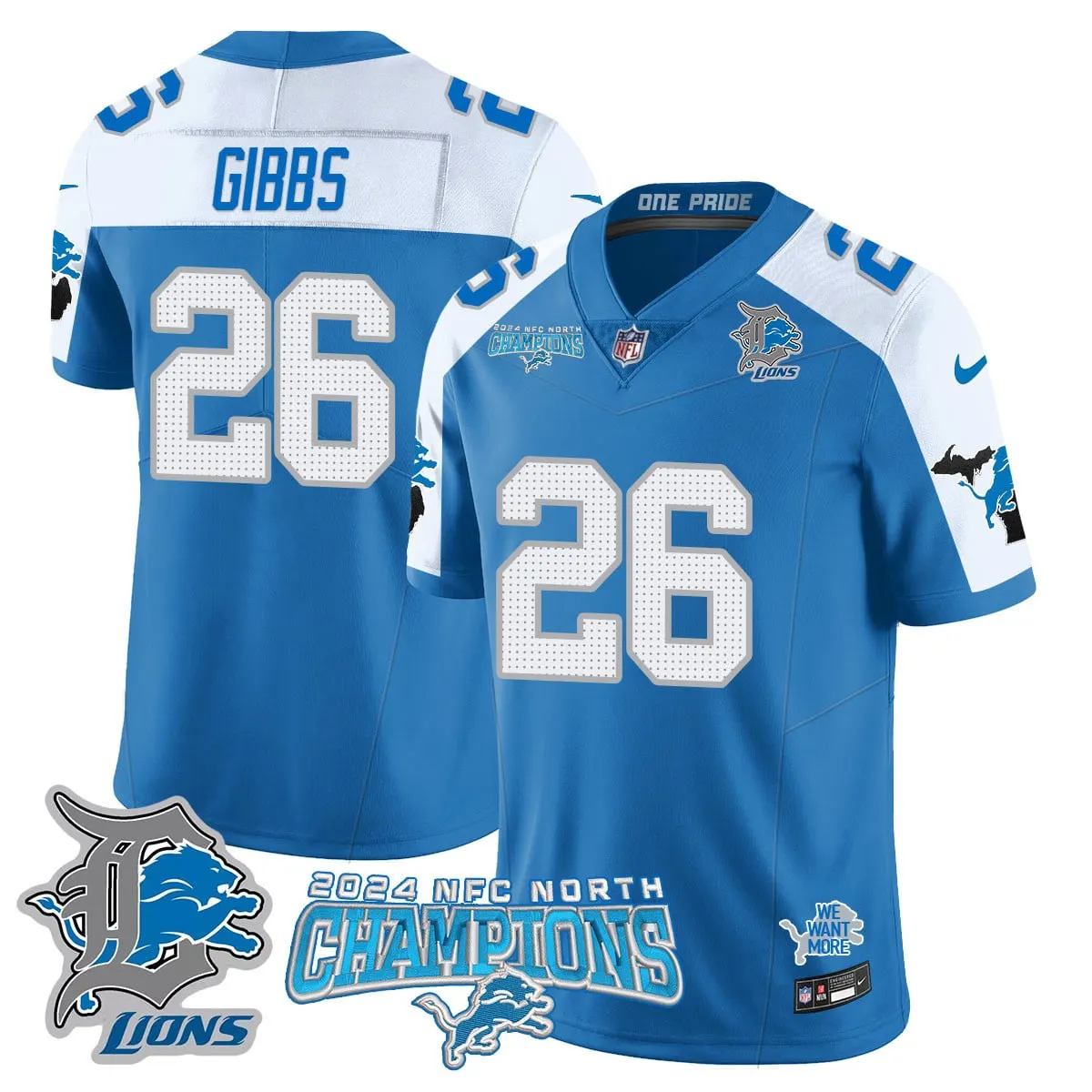 Jared Goff Detroit Lions Nike 2024 NFC North Champions Stitched Jersey - Anthracite - Image 43