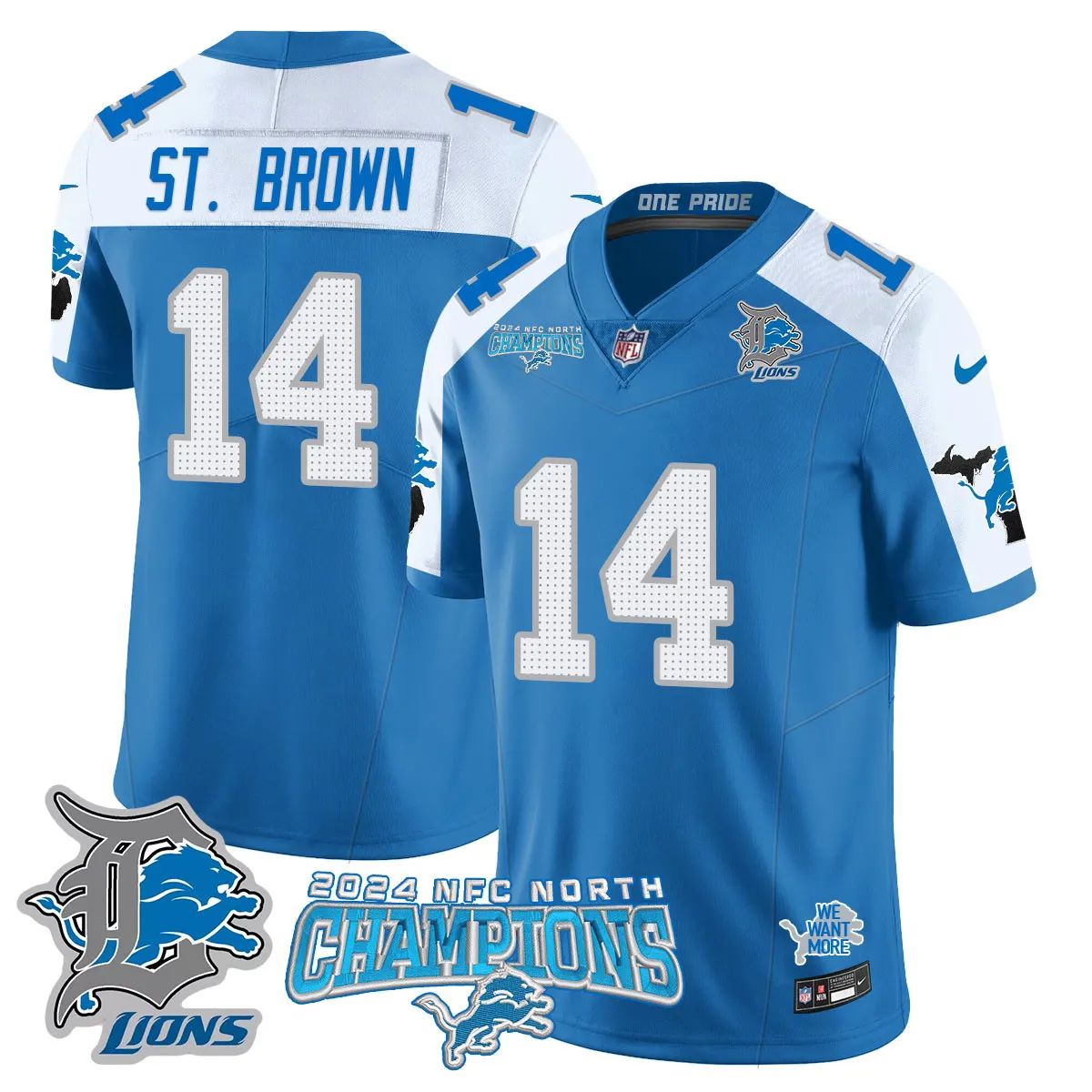 Jared Goff Detroit Lions Nike 2024 NFC North Champions Stitched Jersey - Anthracite - Image 45