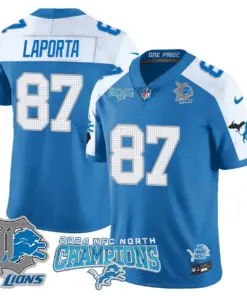 Jared Goff Detroit Lions Nike 2024 NFC North Champions Stitched Jersey - Anthracite - Image 44