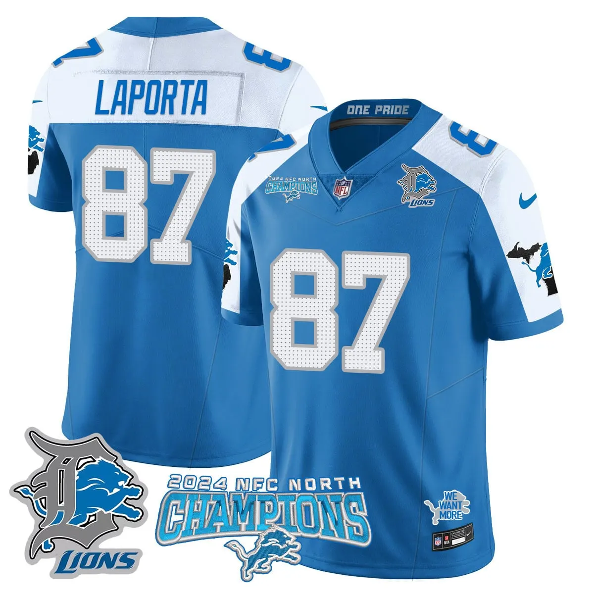 Jared Goff Detroit Lions Nike 2024 NFC North Champions Stitched Jersey - Anthracite - Image 44