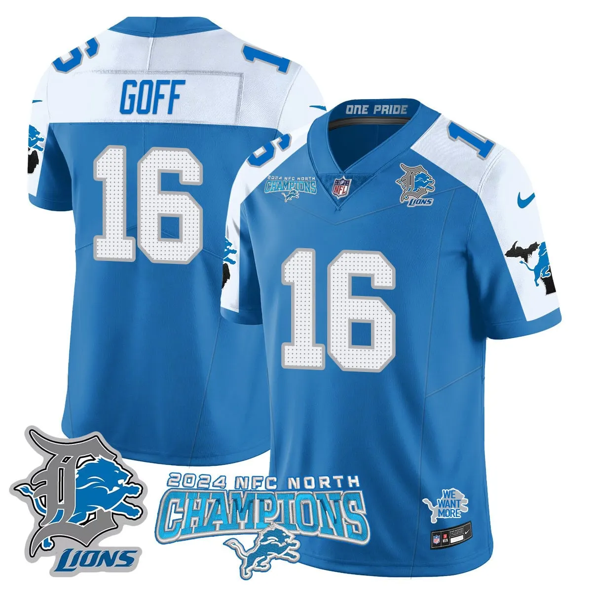 Jared Goff Detroit Lions Nike 2024 NFC North Champions Stitched Jersey - Anthracite - Image 42