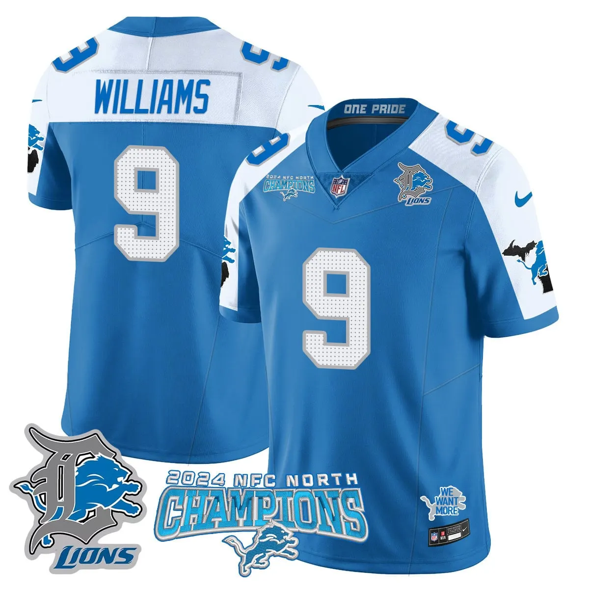 Jared Goff Detroit Lions Nike 2024 NFC North Champions Stitched Jersey - Anthracite - Image 46