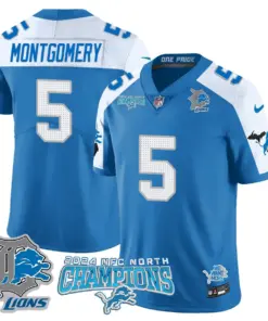 Jared Goff Detroit Lions Nike 2024 NFC North Champions Stitched Jersey - Anthracite - Image 47