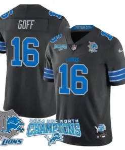Jared Goff Detroit Lions Nike 2024 NFC North Champions Stitched Jersey - Anthracite - Image 49