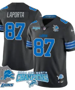 Jared Goff Detroit Lions Nike 2024 NFC North Champions Stitched Jersey - Anthracite - Image 52