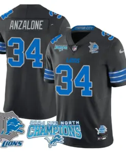 Jared Goff Detroit Lions Nike 2024 NFC North Champions Stitched Jersey - Anthracite - Image 51