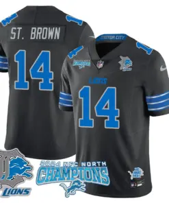 Jared Goff Detroit Lions Nike 2024 NFC North Champions Stitched Jersey - Anthracite - Image 55