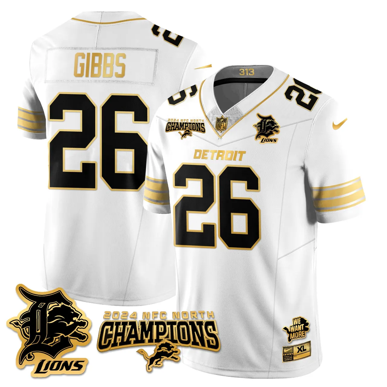 Jared Goff Detroit Lions Nike 2024 NFC North Champions Stitched Jersey - Anthracite - Image 58