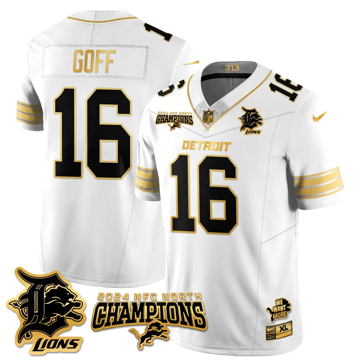 Jared Goff Detroit Lions Nike 2024 NFC North Champions Stitched Jersey - Anthracite - Image 57
