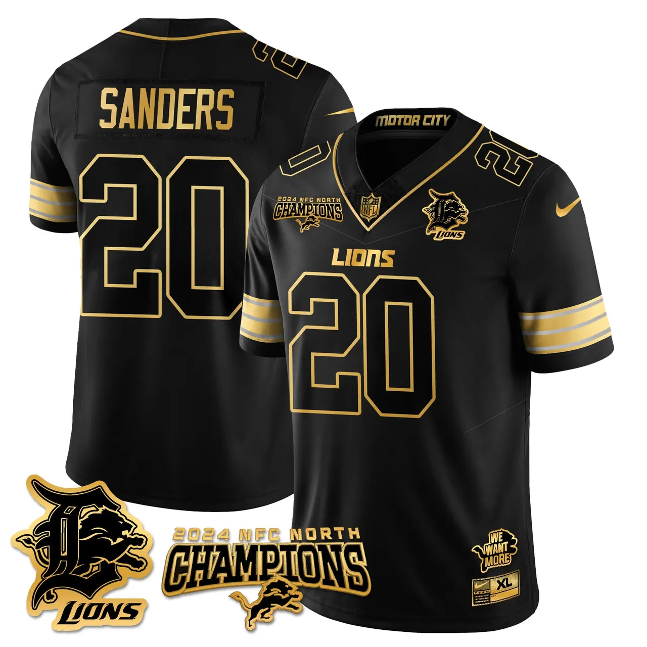 Jared Goff Detroit Lions Nike 2024 NFC North Champions Stitched Jersey - Anthracite - Image 67