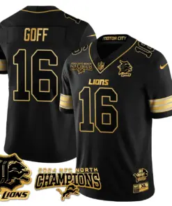 Jared Goff Detroit Lions Nike 2024 NFC North Champions Stitched Jersey - Anthracite - Image 65