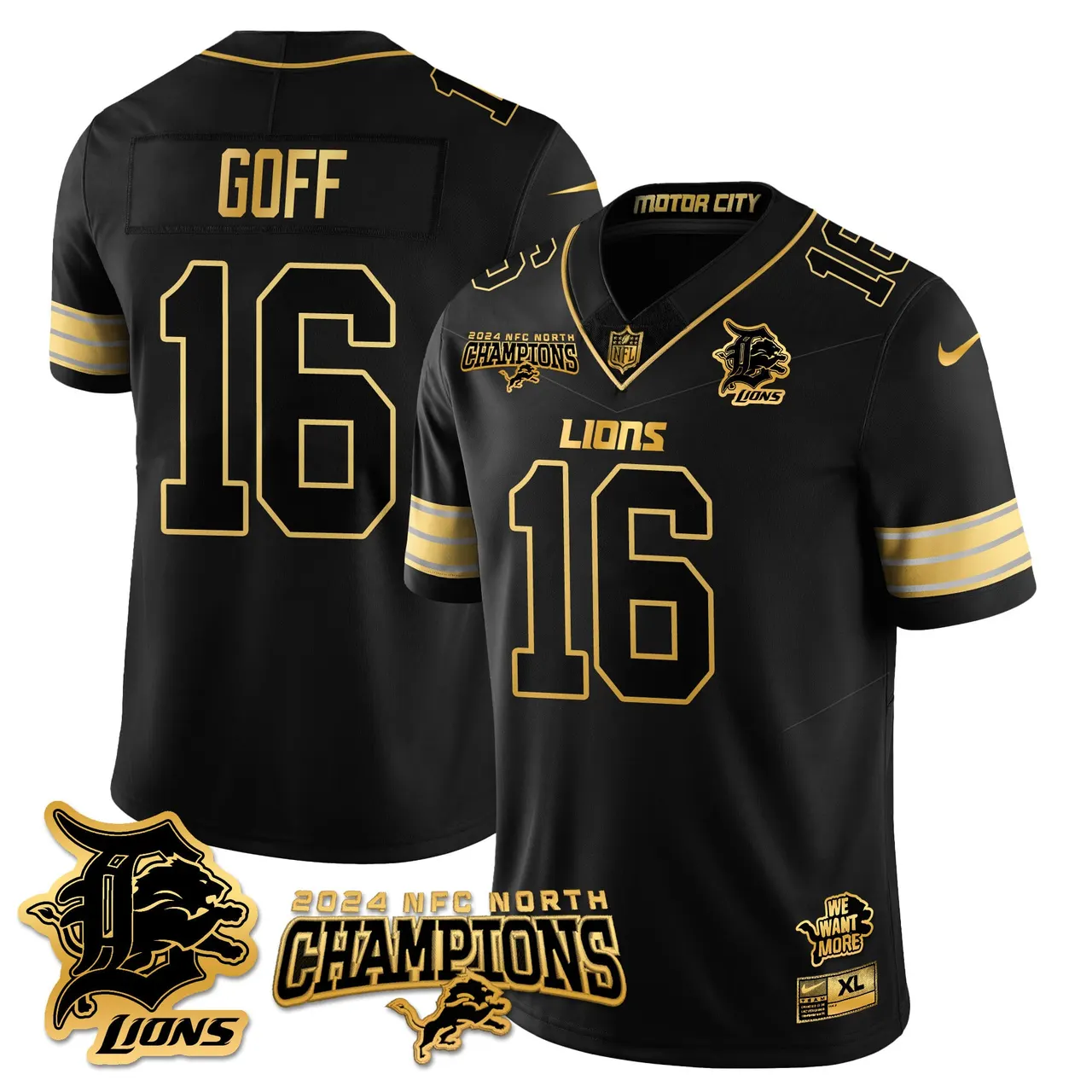 Jared Goff Detroit Lions Nike 2024 NFC North Champions Stitched Jersey - Anthracite - Image 65