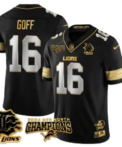Jared Goff Detroit Lions Nike 2024 NFC North Champions Stitched Jersey - Anthracite - Image 74
