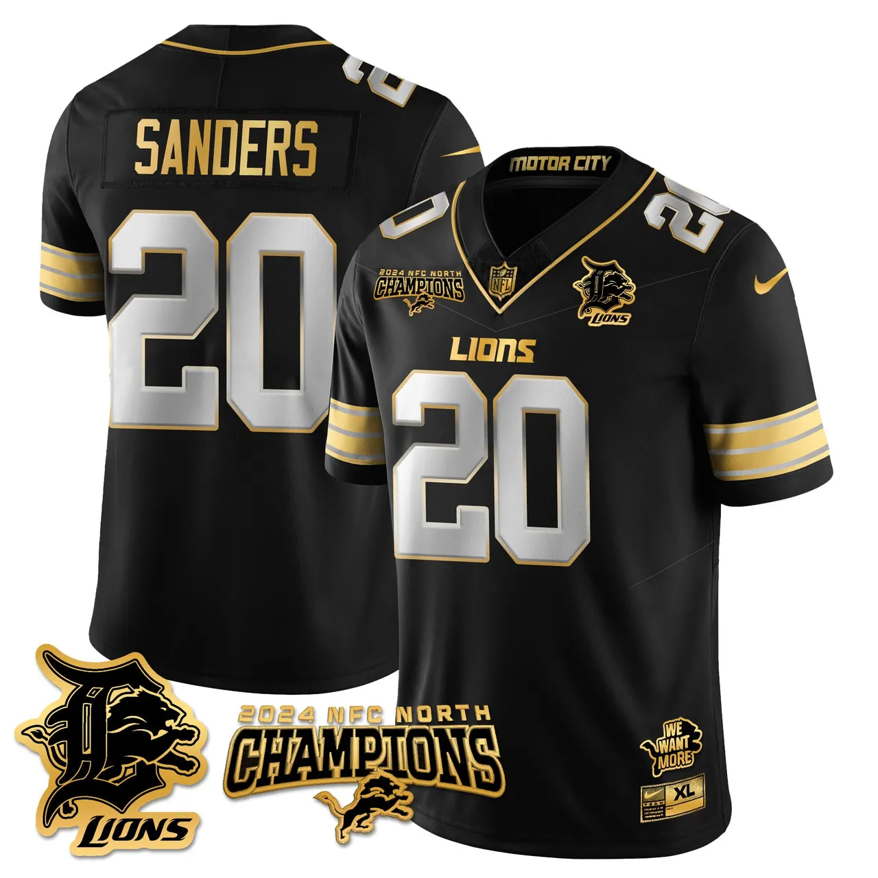 Jared Goff Detroit Lions Nike 2024 NFC North Champions Stitched Jersey - Anthracite - Image 77