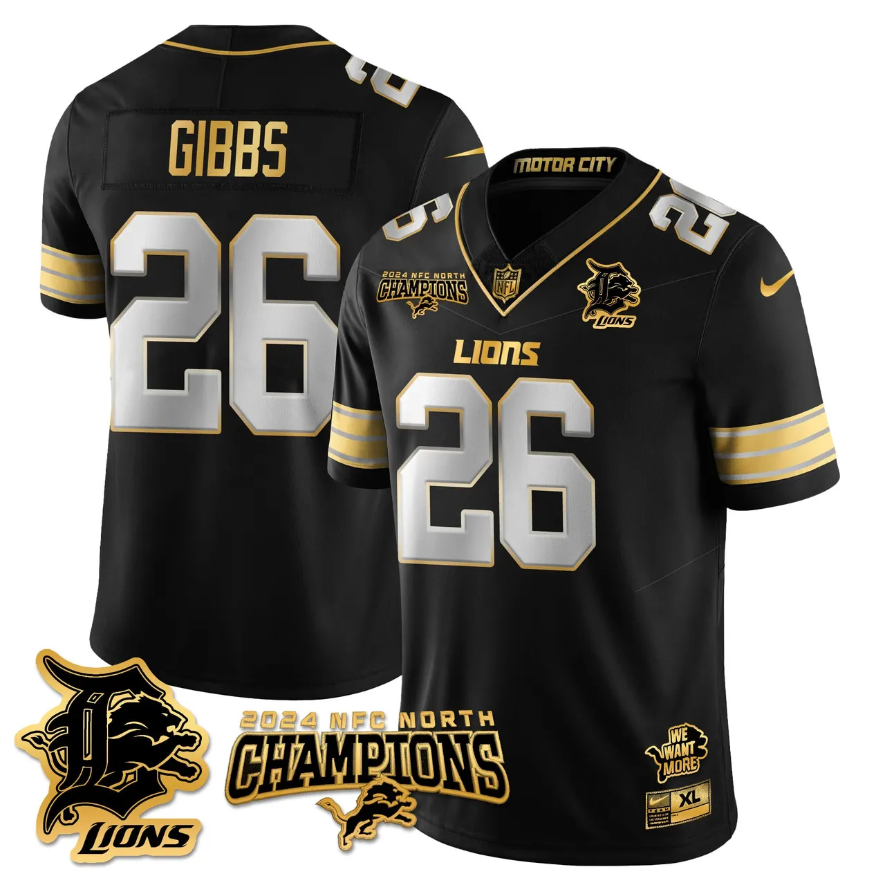 Jared Goff Detroit Lions Nike 2024 NFC North Champions Stitched Jersey - Anthracite - Image 75
