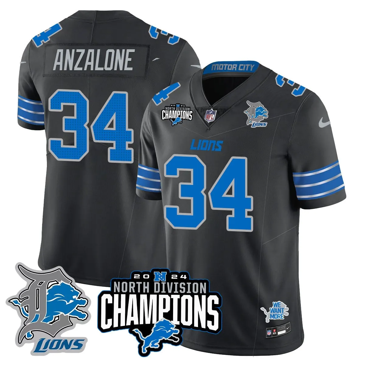 Jahmyr Gibbs Detroit Lions Nike 2024 NFC North Champions Stitched Jersey - Powder Blue - Image 12