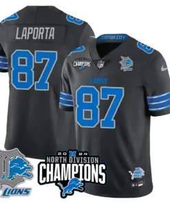 Jahmyr Gibbs Detroit Lions Nike 2024 NFC North Champions Stitched Jersey - Powder Blue - Image 14