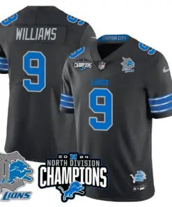 Jahmyr Gibbs Detroit Lions Nike 2024 NFC North Champions Stitched Jersey - Powder Blue - Image 17