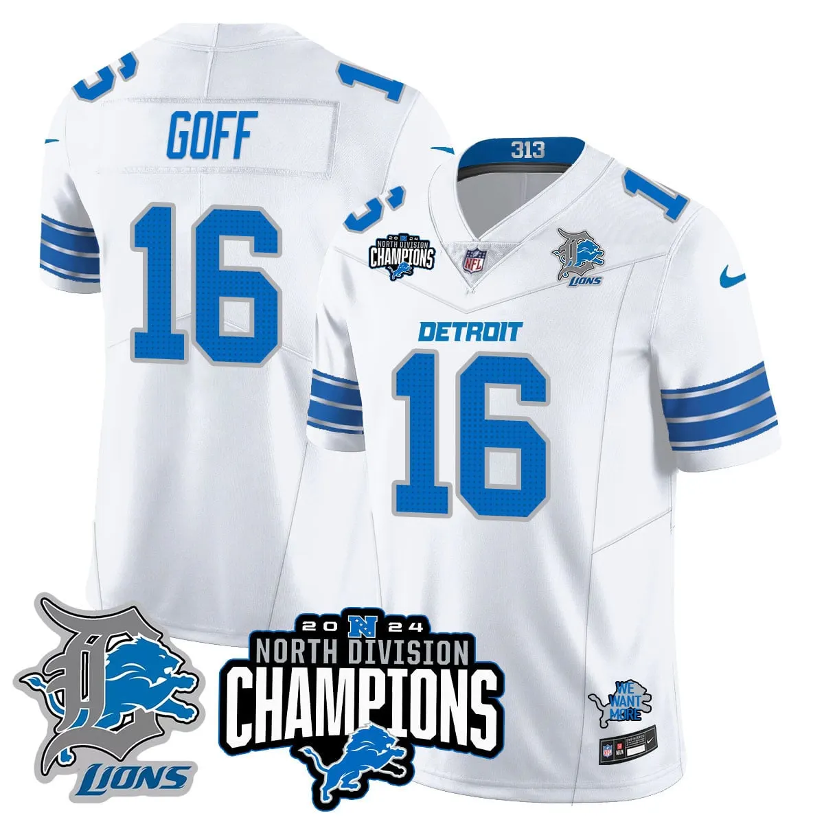 Jahmyr Gibbs Detroit Lions Nike 2024 NFC North Champions Stitched Jersey - Powder Blue - Image 19