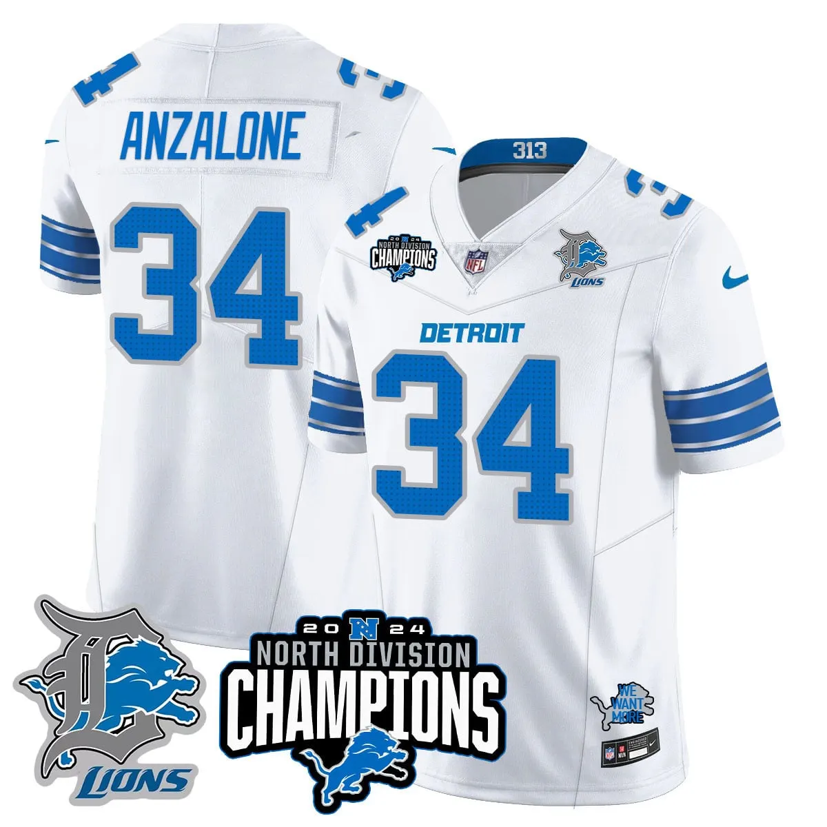Jahmyr Gibbs Detroit Lions Nike 2024 NFC North Champions Stitched Jersey - Powder Blue - Image 23