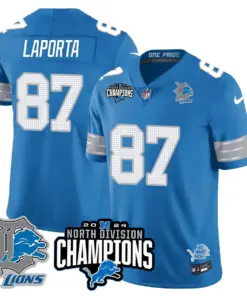 Jahmyr Gibbs Detroit Lions Nike 2024 NFC North Champions Stitched Jersey - Powder Blue - Image 28