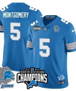 Jahmyr Gibbs Detroit Lions Nike 2024 NFC North Champions Stitched Jersey - Powder Blue - Image 29